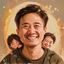 爱妻艺用户幸福小王头像，男性用户，阳光笑容，家庭合影中裁剪